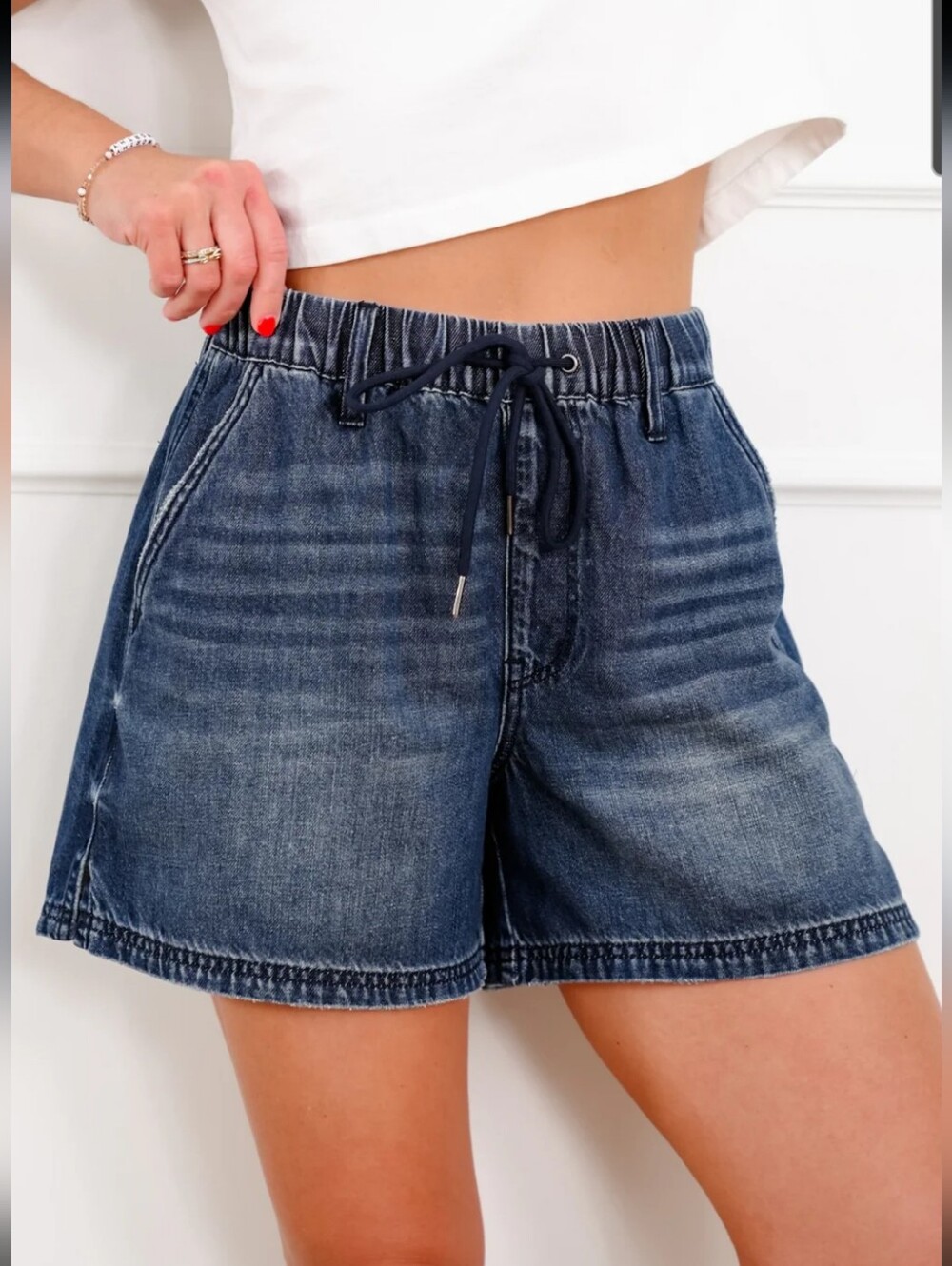 Judy Blue High Waist Featherweight Baggy Shorts Dark Blue Small
